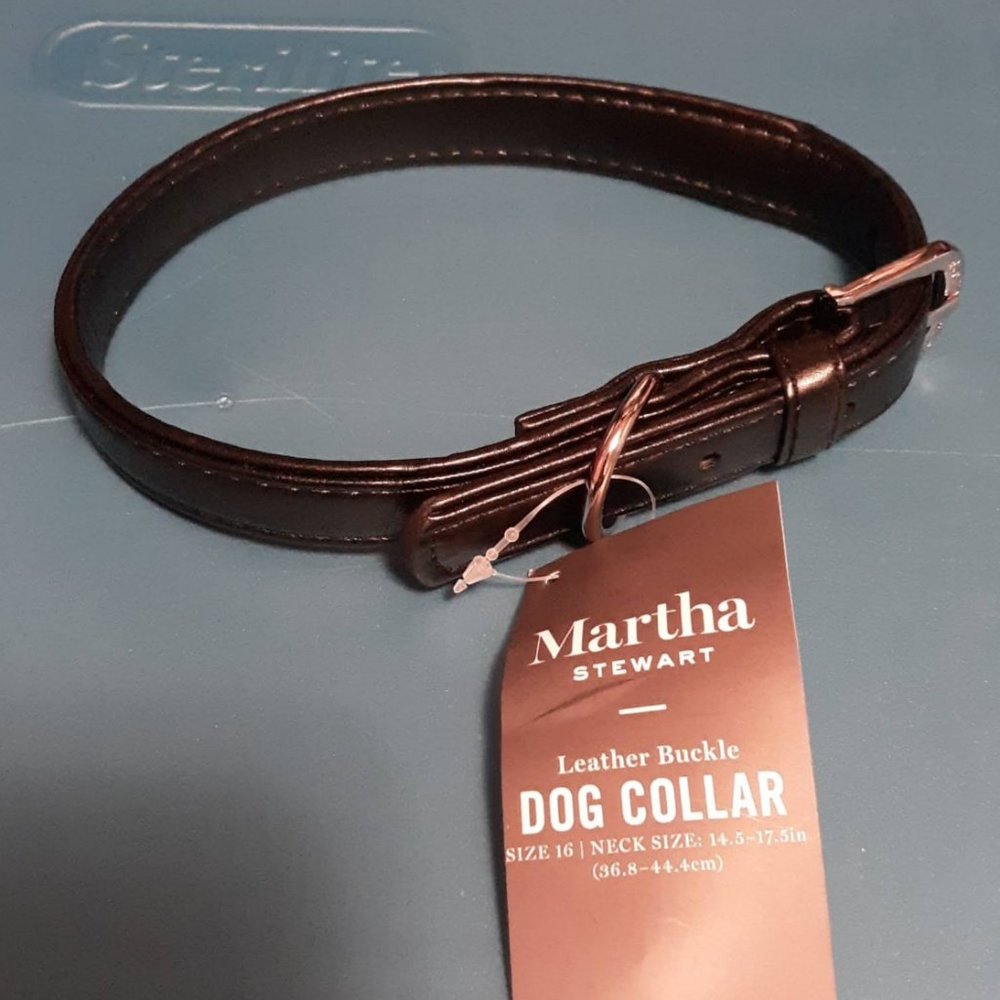 Martha Stewart Leather Buckle Dog Collar Size 16 neck size 14.5"-17.5"